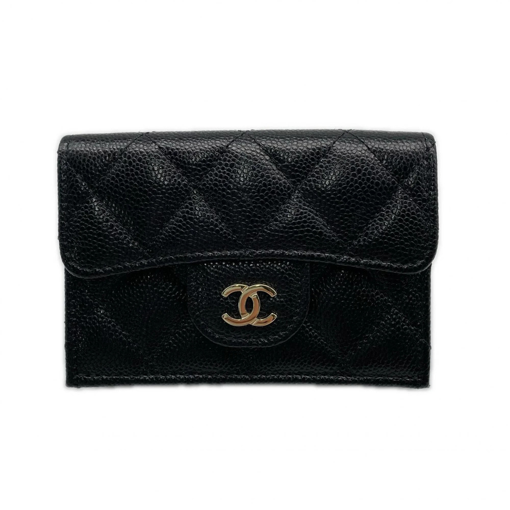 CHANEL Black Caviar Leather Wallet